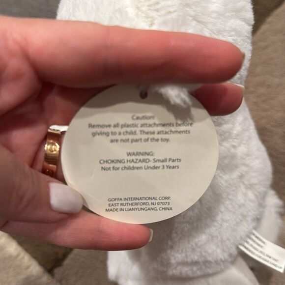 White and Pink Stuffed Bunny Toy with Floppy Ears - Picture 9 of 9